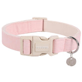 DOGWONG cotton hemp pink dog collar close-up showing soft daily-wear fabric for comfort.