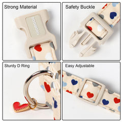 DOGWONG Valentine's Durable Buckle Collar front view shows sturdy hardware.