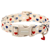 DOGWONG Valentine's Heart Print Collar close-up for stylish dogs.