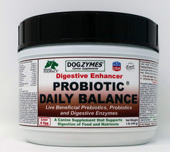 Dogzymes Probiotic Daily Balance bottle front view supports gut health and digestion