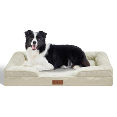 Dokdogs orthopedic large dog bed memory foam beige view for premium lounging and joint comfort