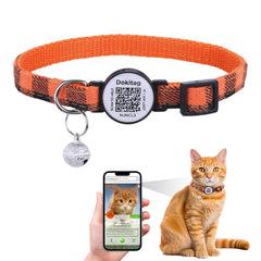 Dokitag cat collar QR buckle close-up showing safety feature for quick contact