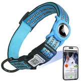 Dokitag reflective dog collar blue with AirTag holder improves nighttime visibility.