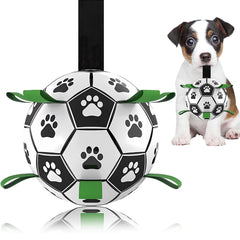 Domchan dog soccer ball with pump needle adapter for easy inflation.
