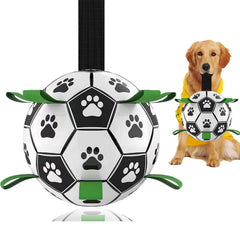 Domchan soccer ball 8inch in pool demonstrates buoyant water play for dogs.