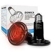 DOMICA reptile heat bulb 50W closeup shows fast, steady heat for terrariums.