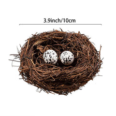 Domkier mini nest decor with dried grass texture, suitable for garden and porch accents.
