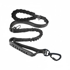 Domsimy bungee leash for large dogs in action reducing pull strain during strong walks.