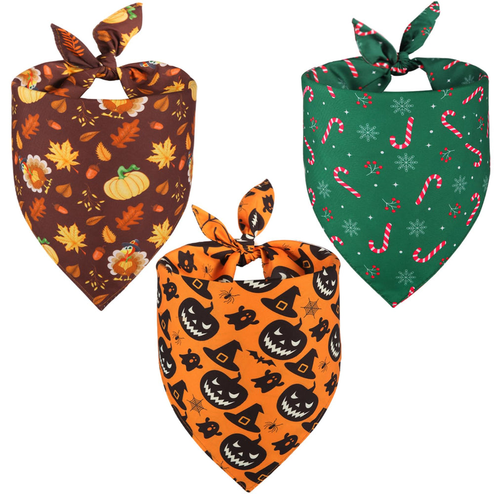 Doncida Halloween-pattern bandana on dog for festive photos