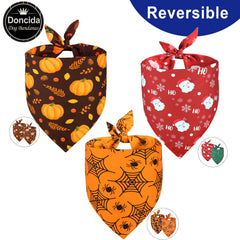 Doncida Thanksgiving-pattern bandana on dog for seasonal style