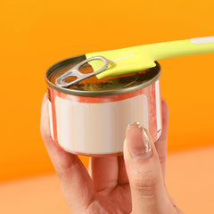 DonLeeving square spoon head design increases capacity for canned food.