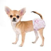 Dono disposable dog diapers fit illustration shows secure waist-fit for small dogs to prevent leaks