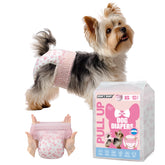 Dono pull-up dog diaper with 360° waistband eases on-off during heat.