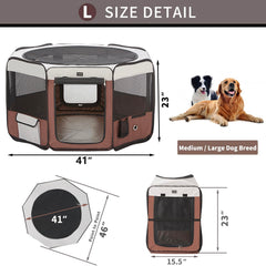 DONORO dog playpen-removable-top-bottom versatile setup for indoor outdoor use.