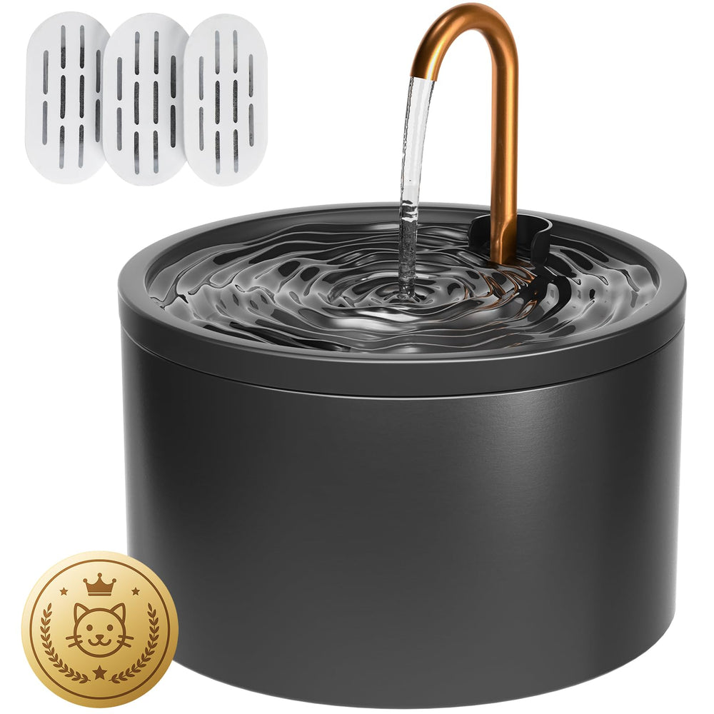 DOOOB ceramic cat water fountain front view shows stylish design and 2.1L capacity for reliable hydration.