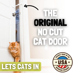 Door Buddy adjustable door strap demonstrates flexible width for fitting your cat.