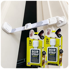 Door Buddy Door Latch for Cats Grey 2-Pack shown, keeps dogs out of cat spaces.