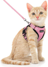 Dooradar arnés para gatos con reflectores rosa, ideal para paseos nocturnos seguros