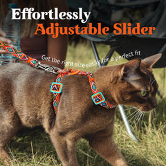 Dooradar cat harness D-ring leash attachment shown for safe leash connection.