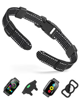 Doparet dog-collar replacement strap on a dog's neck shows universal compatibility with training receivers