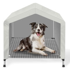 Dopliv elevated dog house outdoor setup showing weatherproof shelter for pets
