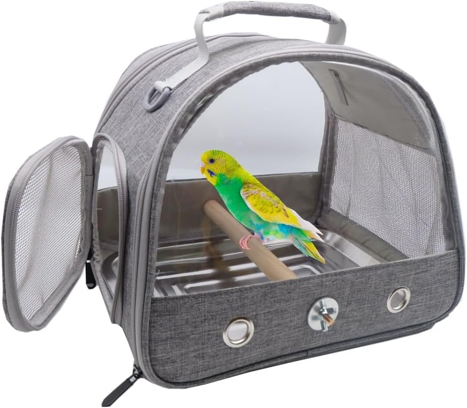 Dotala Bird Travel Carrier stand perch provides stable support during outings.