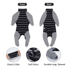 Dotoner dog recovery suit abdominal opening demonstrates easy waste management