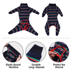 Dotoner blue leg-design shows legged bodysuit that helps contain shedding