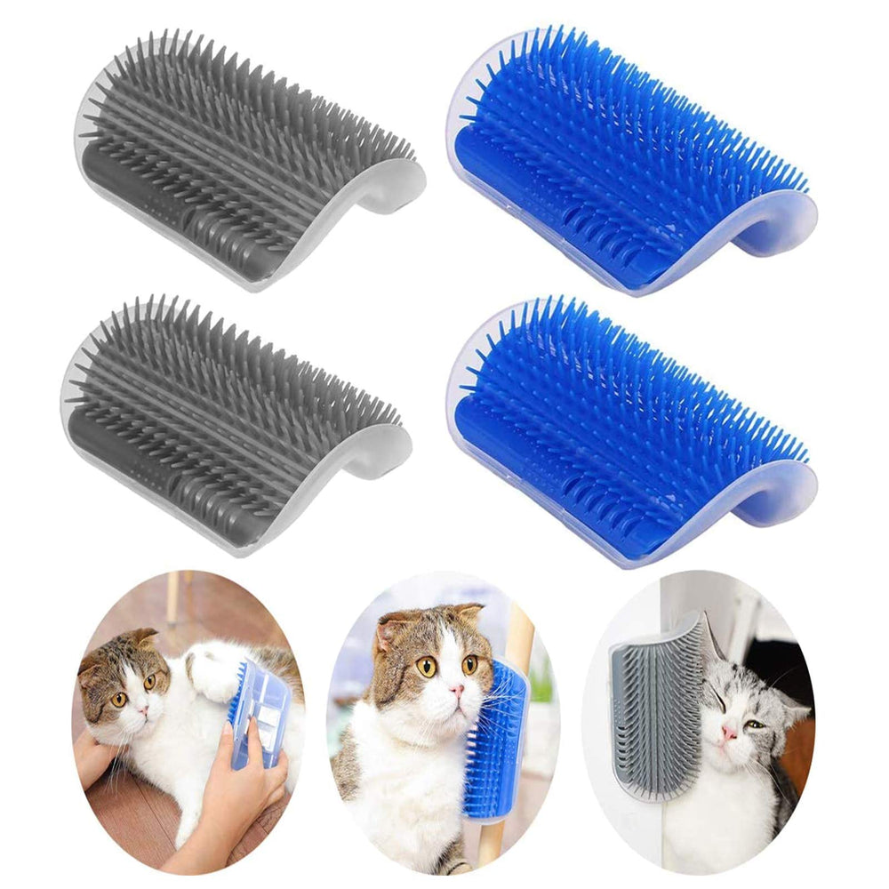 DOUBLE 2 C cat wall corner groomer 4-pack with catnip for self grooming and calm cats