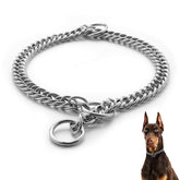 Double-Twist Link Training Choker Collar closeup shows durable stainless steel links for confident control.