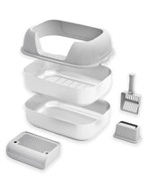 DOWANQO stainless steel litter box with lid, rust-resistant surface supports easy maintenance.