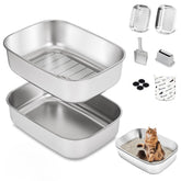 DOWANQO stainless-steel litter box lid provides containment and safety.