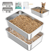 DOWANQO stainless steel sifting litter box with lid shows durable, easy cleanup benefits