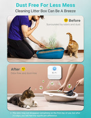 DownyPaws cat litter deodorizer on litter box shows easy placement for odor management