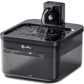 DownyPaws cordless water fountain front view demonstrates sleek black design for convenient pet hydration anywhere