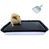 DOZZOPET Guinea Pigs Litter Box stainless steel grid closeup shows durable, paw-safe surface.