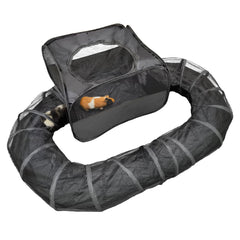 DOZZOPET Guinea-pigs playpen with tunnel shows spacious exercise space for small pets.