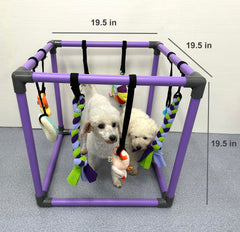 DOZZOPET Puppy Play Gym safe PVC frame providing sturdy, puppy-friendly construction.