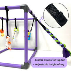 DOZZOPET Puppy Play Gym hanging toys offering eight engaging options for mental stimulation.