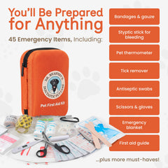 Dr Brahmsy’s Pet First Aid Kit scissors and bandage wraps for quick care