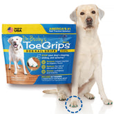 Dr Buzby's ToeGrips on floor show instant traction for dogs.