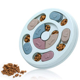 DR CATCH dog puzzle blue top view shows slow-feed design for mental stimulation