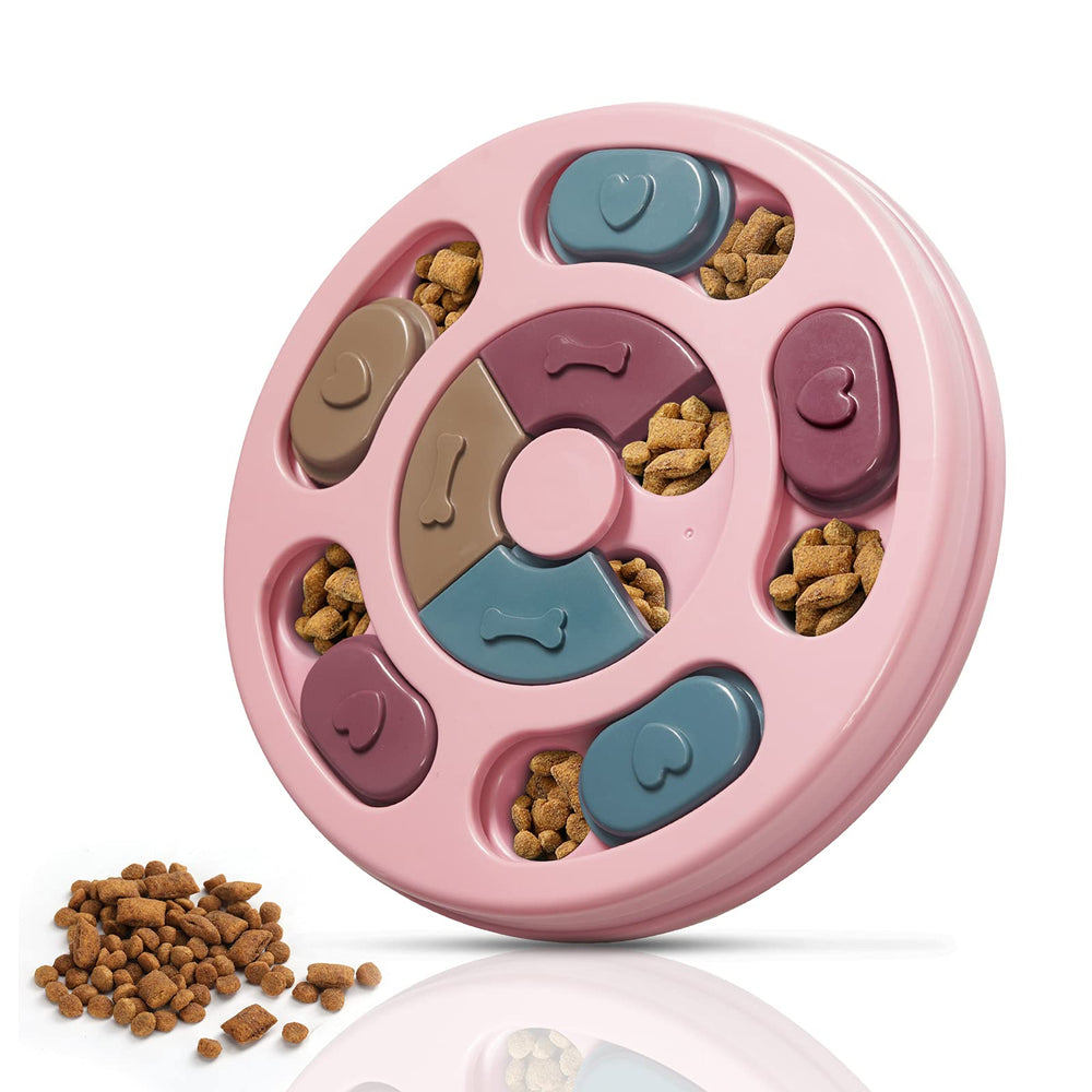 DR CATCH dog puzzles pink top view for mental enrichment.