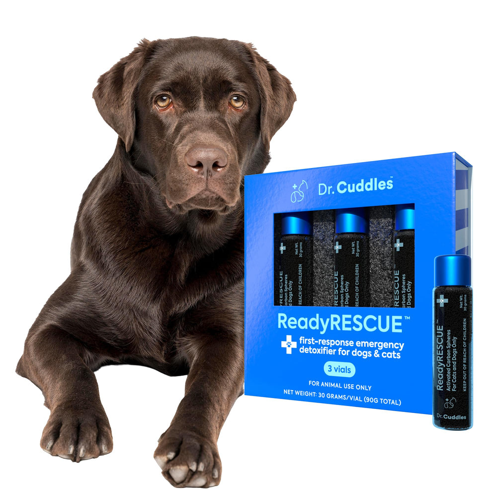 Dr. Cuddles ReadyRESCUE activated charcoal bottle pour for quick toxin binding in pets