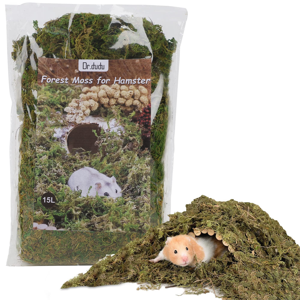 DR.DUDU Musgo forestal en empaque, opción natural para jaula de hámster.