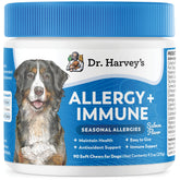 Dr. Harvey's dog allergy soft chews in bowl for immune support and anti-itch relief.