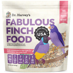 Dr. Harvey’s Fabulous Finch Food in outdoor feeder bag attracts finches with balanced nutrition.