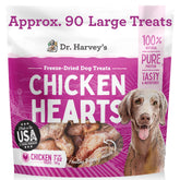 Dr. Harvey's Freeze-Dried Chicken Hearts bag closeup highlights pure protein for training rewards