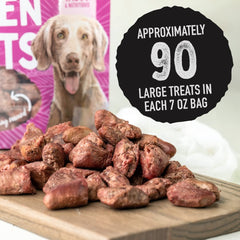 Ingredients label of Dr. Harvey's Freeze-Dried Chicken Hearts shows simple, single-ingredient nutrition