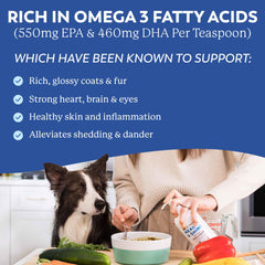 Dr. Harvey’s Health & Shine Omega-3 helps itchy skin relief for dogs.